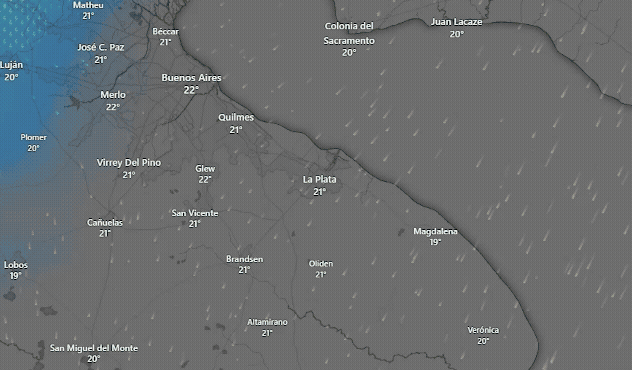 la impresionante imagen de radar que muestra como llegan las tormentas a la plata
