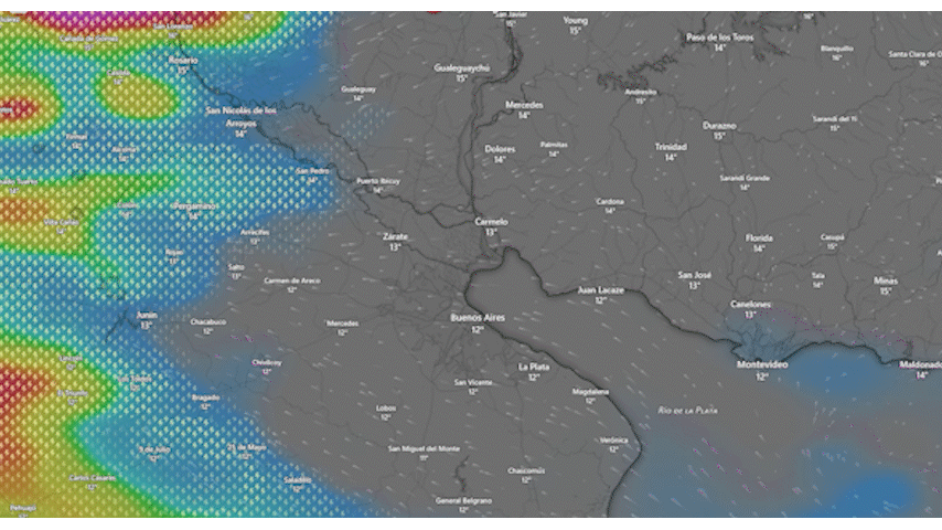 La impactante imagen de radar que muestra la llegada de tormentas a La Plata y la región por la ciclogénesis