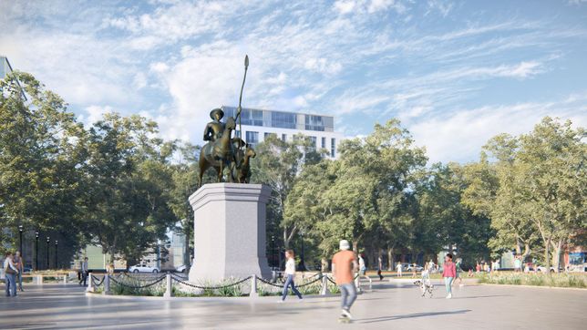 avanzan las obras en plaza espana en medio de la polemica por el futuro del monumento central