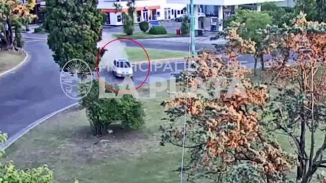 video: perdio el control del auto y se subio a la rambla a toda velocidad