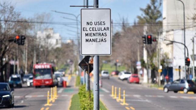 la municipalidad coloco carteles de concientizacion vial en las avenidas de la plata