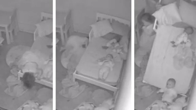 el video que paralizo a todos: una beba fue arrastrada por algo hasta abajo de su cama