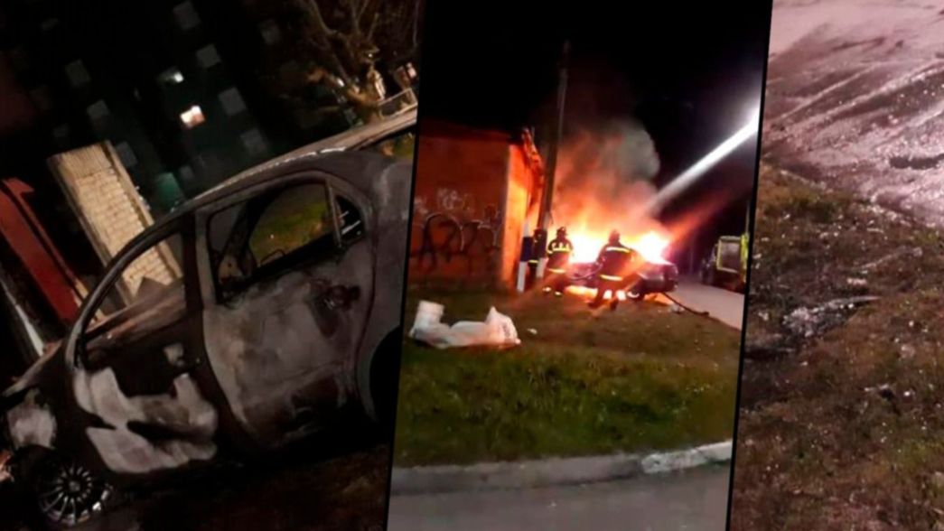 VIDEO: Prendieron fuego el auto que se había incrustado en la parrilla La Rockera