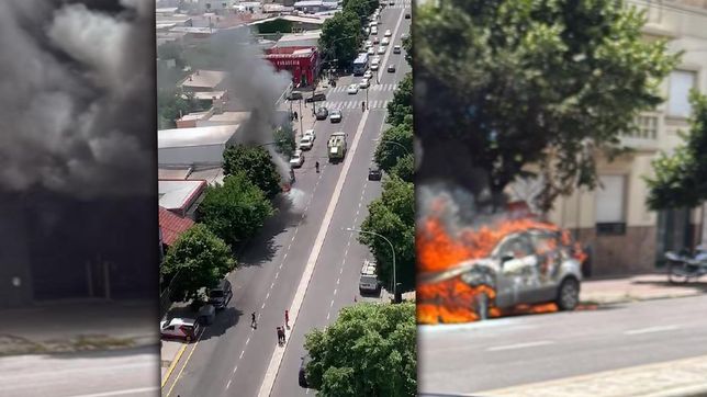 tension en plena avenida 7: se incendio una camioneta y causo alarma entre los vecinos