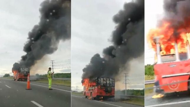 video: asi se incendiaba un micro en la autopista la plata - buenos aires