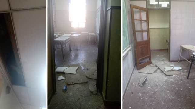 tension y milagro en una escuela de la plata: se derrumbo el techo con alumnos en clase