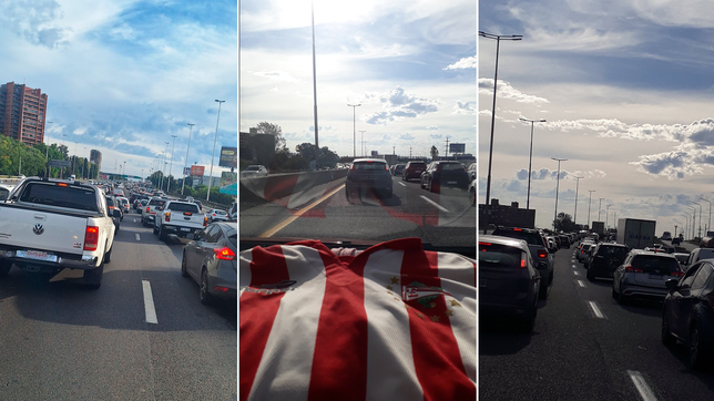 congestion y demoras en la caravana de hinchas de estudiantes hacia vicente lopez