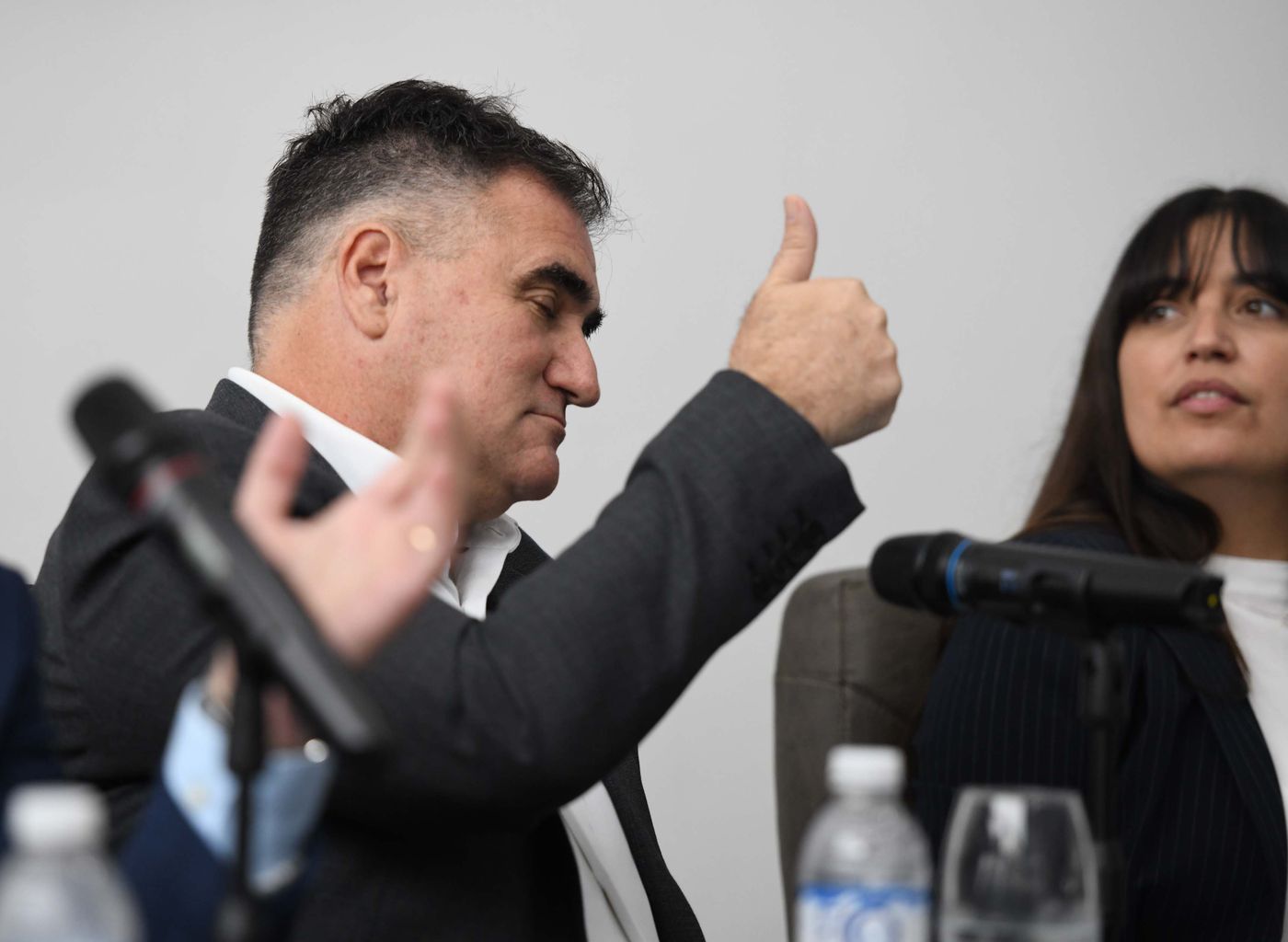 Anacleto, presidente de Gimnasia durante la reciente conferencia.