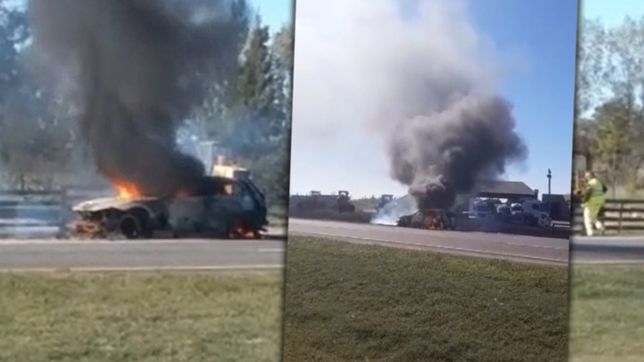 video: un bmw se incendio y exploto en plena ruta 2 a la altura de la plata