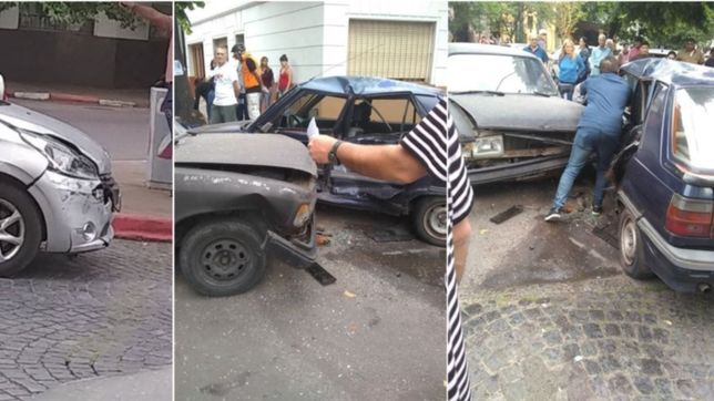 un choque en cadena dejo tres heridos en pleno centro de la plata