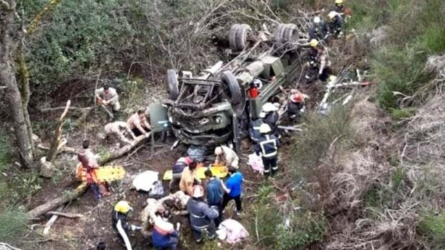 murieron cuatro soldados tras el desbarranco de un camion del ejercito argentino