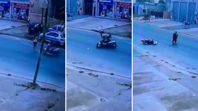 un motociclista atropello a una mujer, le fracturo la muneca y la dejo abandonada