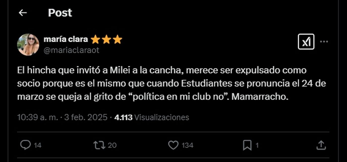 La respuesta de la hincha de Estudiantes.