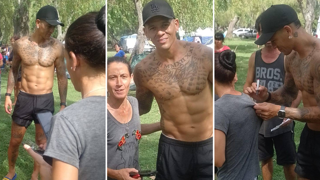 marcos rojo fue furor en la balandra de berisso, donde paso un domingo especial