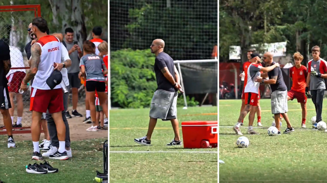 veron dijo presente en city bell, observo las practicas y estuvo con exjugadores estudiantes