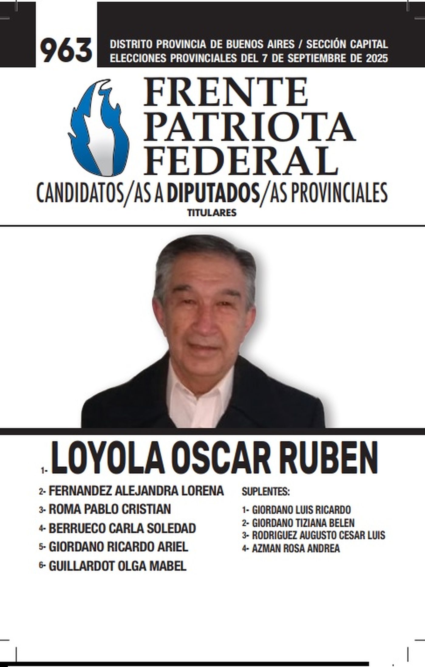 La boleta del Frente Patriota Federal