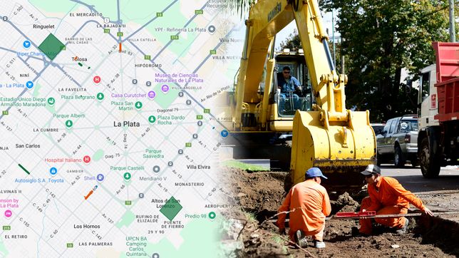 el mapa con todos los cortes por obras de asfaltado, bacheo y mejoras hidraulicas