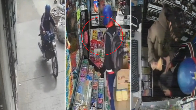 motochorros armados dieron un violento golpe en un kiosco a metros del bingo