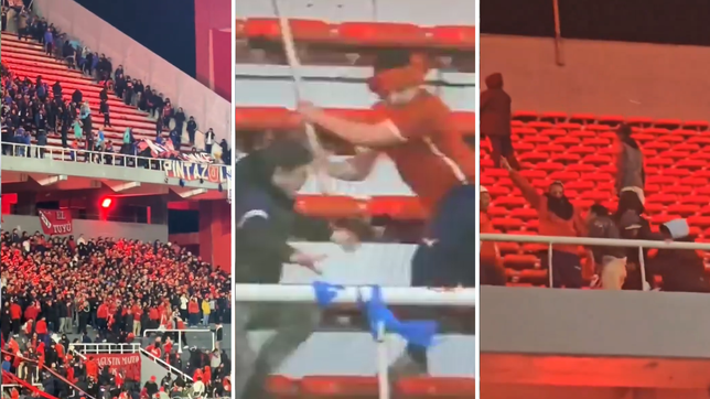 los videos de los incidentes entre hinchas de independiente y la u de chile