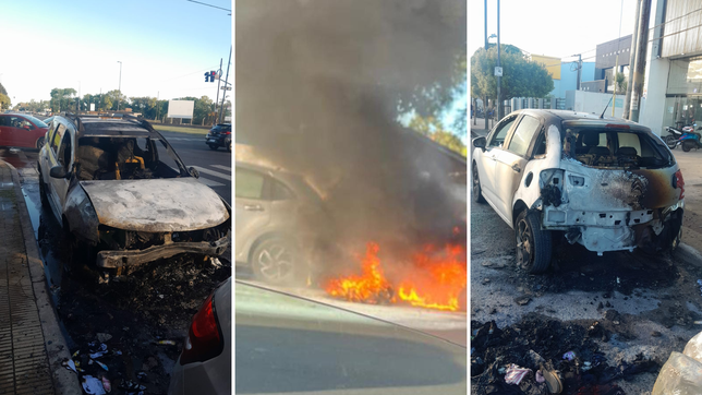 un choque entre tres autos desato un feroz incendio en camino centenario