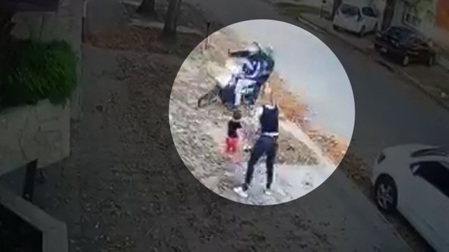 video: jugaba con su nene en la vereda, a plena luz del dia y fue atacada por motochorros
