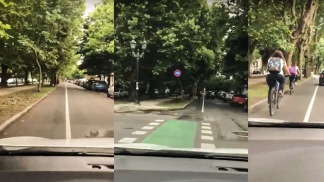 video: desafio a la nueva bicisenda de 53 y casi pisa a un ciclista