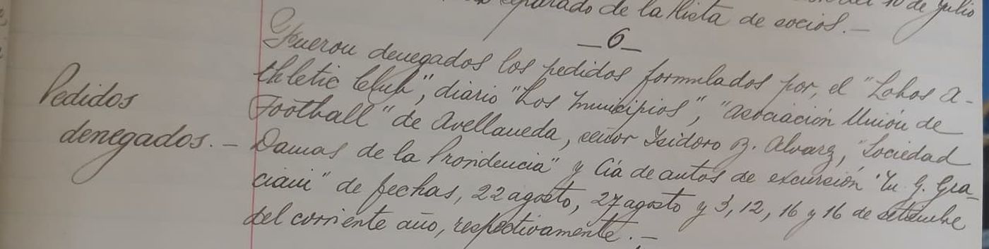 Extracto del libro de actas de Estudiantes en su sesión del 18 de septiembre de 1930.