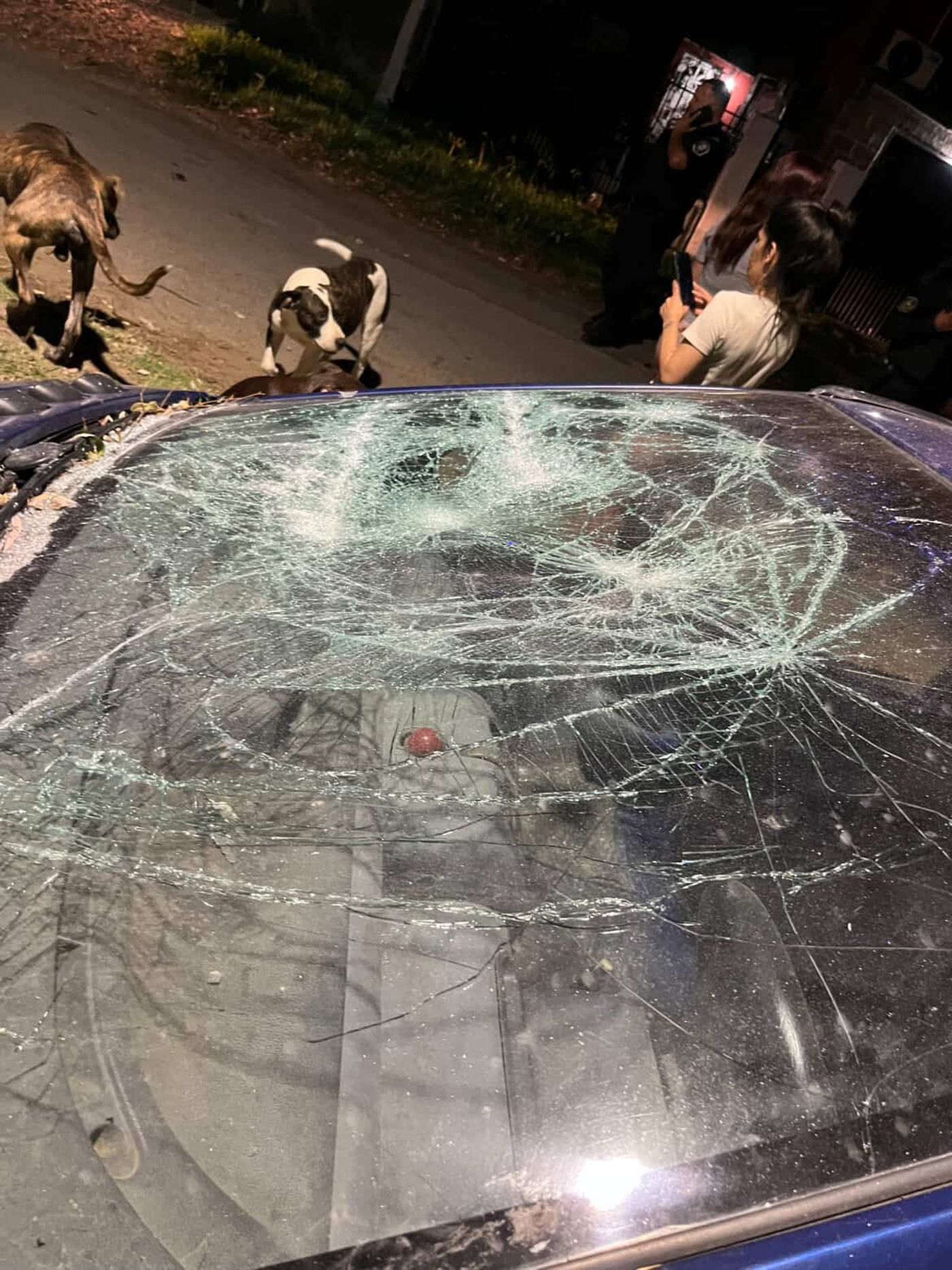 Así quedó uno de los autos que recibió un proyectil en medio de la balacera que sacudió a Villa Elvira