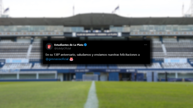 el saludo de estudiantes para gimnasia en un nuevo aniversario del club