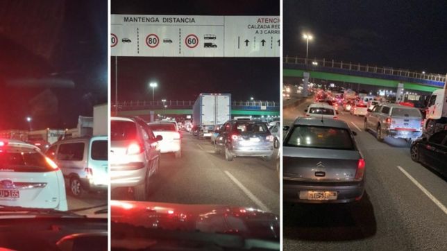 corte total y caos de transito en la autopista por un sorpresivo piquete de transportistas