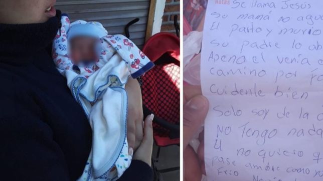 abandonaron a un bebe en una vereda: estaba en una bolsa y con una carta