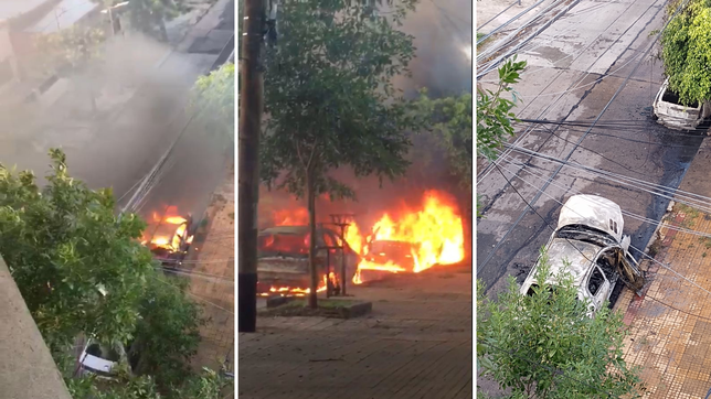 videos: ardieron dos autos en la plata e investigan que fue lo que paso