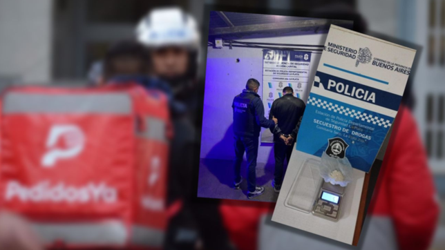 un repartidor de pedidosya! intento escapar de la policia y cayo en la plata con cocaina