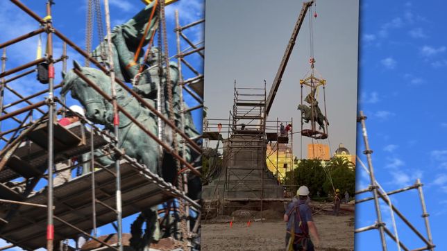 el impactante video que muestra como mueven el monumento de plaza san martin