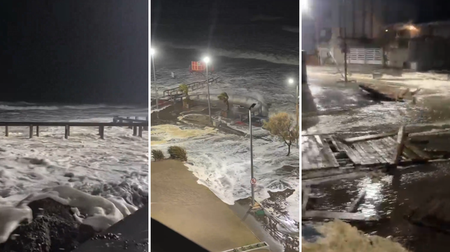 un ciclon extratropical azoto la costa atlantica con olas de hasta 7 metros y causo graves destrozos