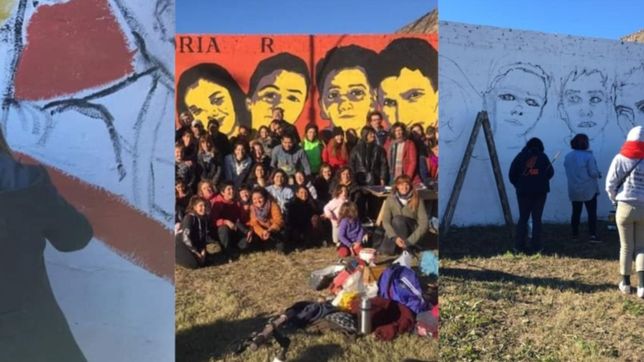 estudiantes de bellas artes realizaron un mural en el lugar de la masacre de monte