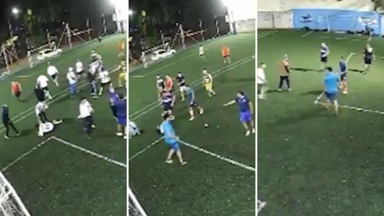 Barras vs. policías: batalla campal en un partido de fútbol