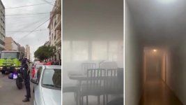 humo, tension y evacuados por un principio de incendio en un edificio del centro humo, tension y evacuados por un principio de incendio en un edificio del centro