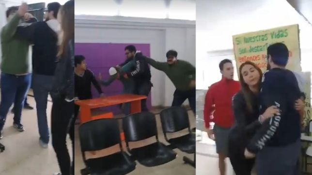 gritos, empujones y escandalo: estudiantes de derecho se enfrentaron por las mesas de una agrupacion