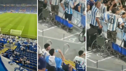 VIDEO: Entraron en sillas de ruedas a ver a la Argentina y terminaron cantando parados