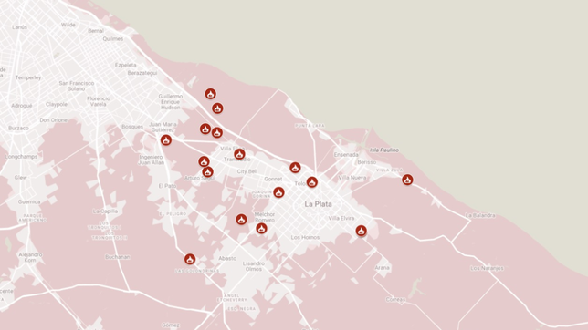 el mapa con los incendios forestales que pusieron en alerta a la region en enero