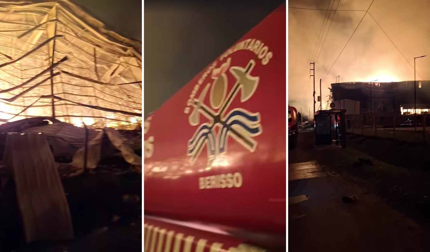 Bomberos de Berisso en el incendio en Ezeiza