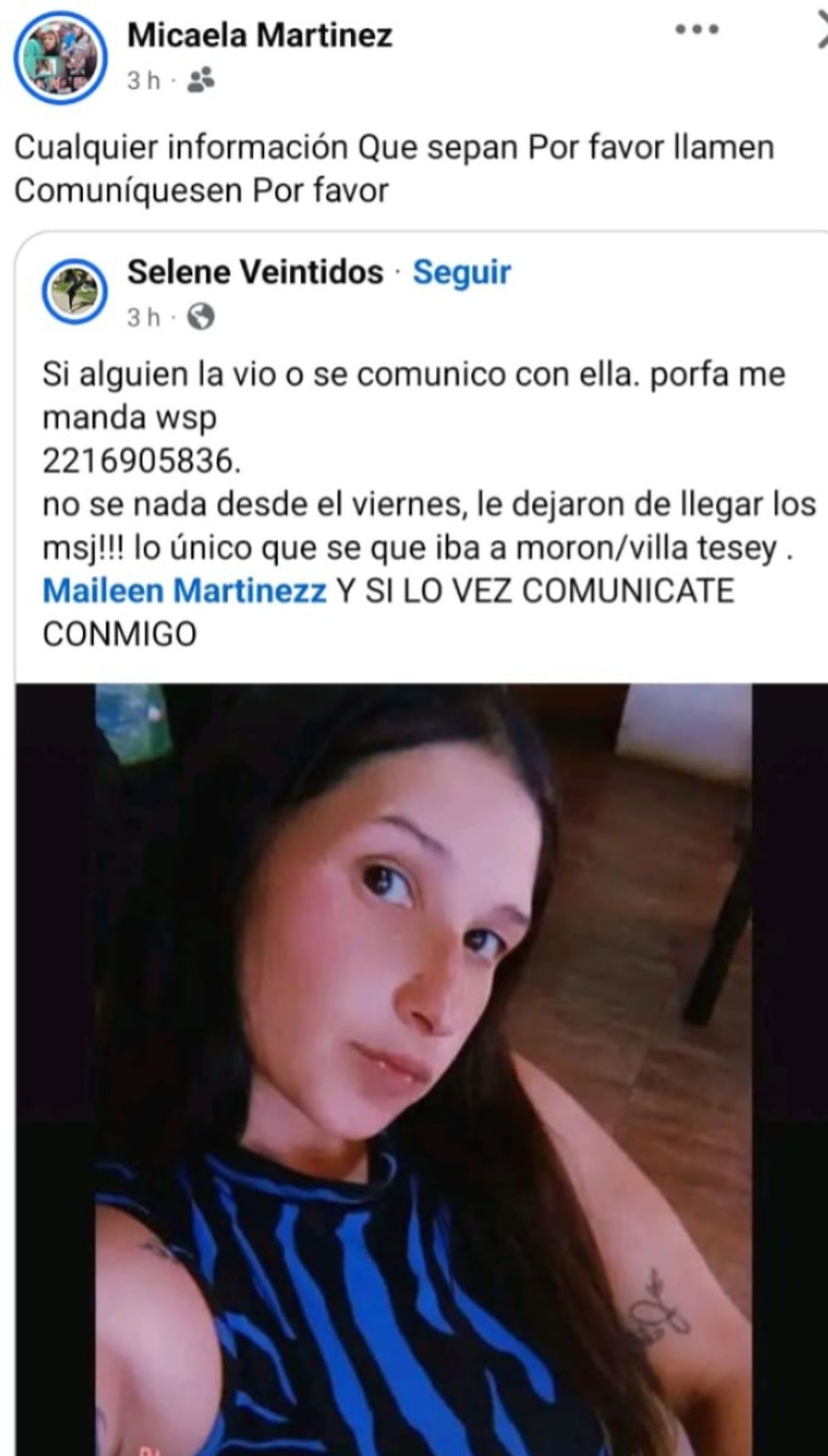 Azul Mailén Puig tiene 26 años y debía regresar a La Plata el 22 de mayo Azul Mailén Puig tiene 26 años y debía regresar a La Plata el 22 de mayo