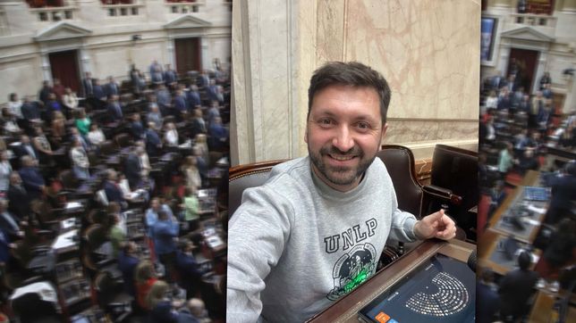 un diputado platense voto en contra del veto al financiamiento universitario con un buzo de la unlp