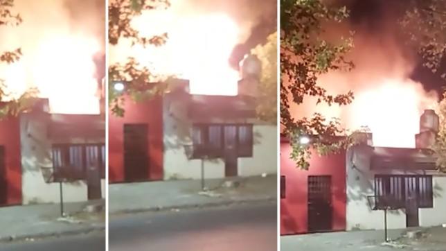 video: se incendio una parrilla de la plata en plena noche y genero alarma