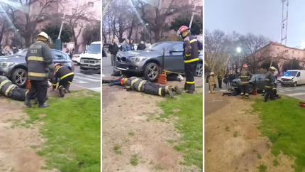 Un impactante accidente de tránsito en 2 y 53 terminó con un joven atrapado debajo de un BMW