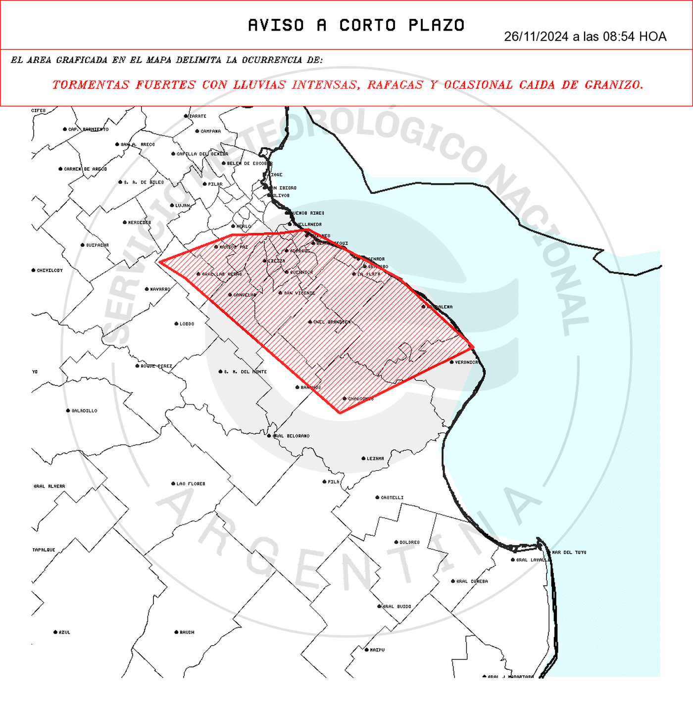 El SMN emitió un aviso de corto plazo por las tormentas que llegan a La Plata y la región.