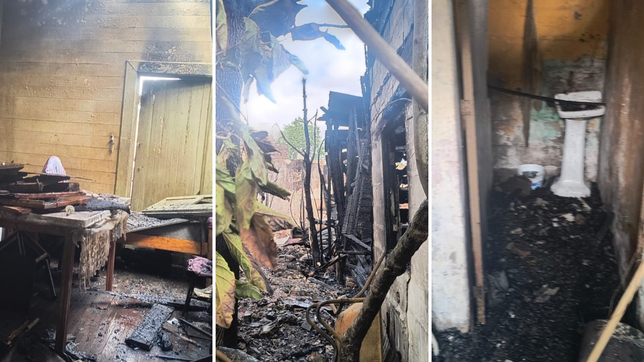 un dramatico incendio arraso con una casa de ensenada y dano otras tres