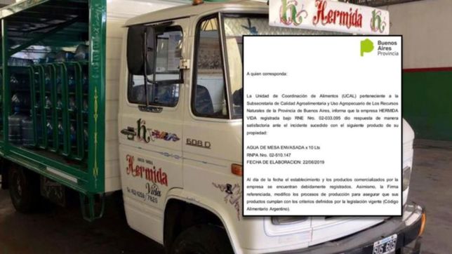 hermida aclaro que fue lo que paso con su agua prohibida por la anmat: ya esta solucionado