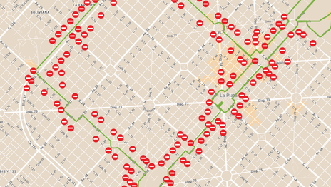 El mapa con todos los cortes de tránsito programados por la Media Maratón La Plata